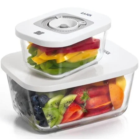 Laica VT33060 Pack 2 Recipientes Cristal al Vacío 0.5L y 1.5L